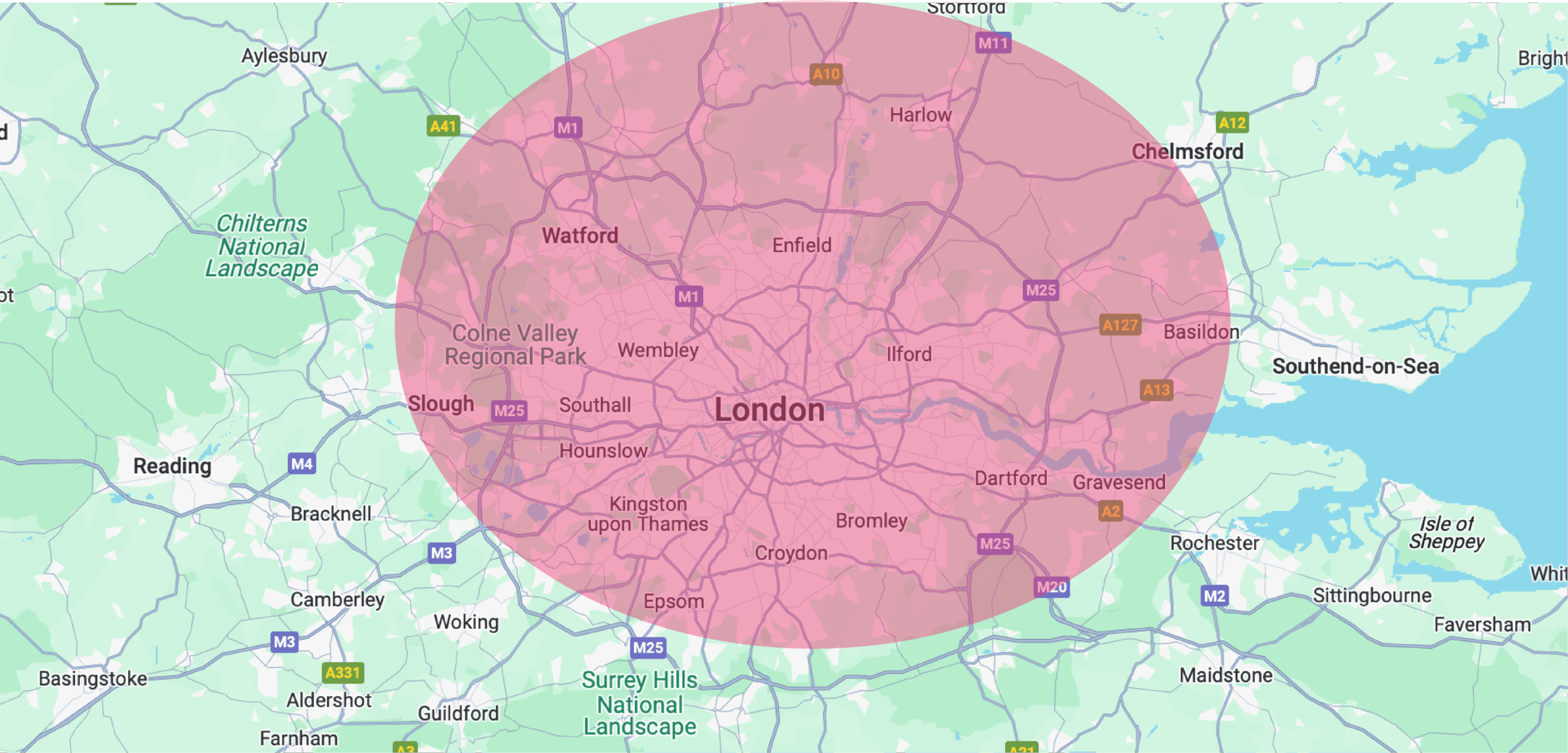 London map - areas we cover